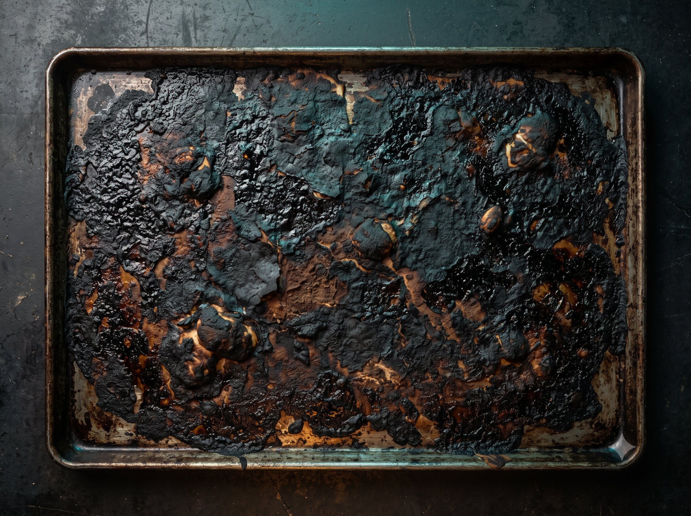 Soiled bakery band mold with baked-on production residue